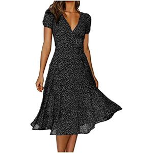 Générique Robe Mi Longue Femme éTé Imprimé Polka Dot Col en V Manches Courtes Robe éLasticité Casual Tunique Pin-Up Robe De SoiréE Chic Et Elegant sous Le Genou Robe pour FêTe - Publicité