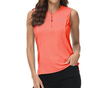 MoFiz Femme sans Manches Polo T Shirt Tennis d'été Sport Top Orange XS - Publicité
