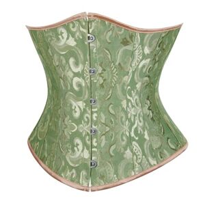 SZIVYSHI Femme Satin Serre Taille Lingerie Gothique Corset Véritable Sous Poitrine Bustier Shapewear Top,Jacquard Vert,S - Publicité