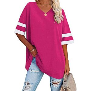 Generic Mes Commandes en Cours De Livraison,Tenue De Sport Femme T-Shirts à Manches Courtes Femme Chemisiers Et Blouses Femme Tee Shirts Surdimensionnés pour Femmes Été Tunique Grande Taille(Hot Pink,L) - Publicité