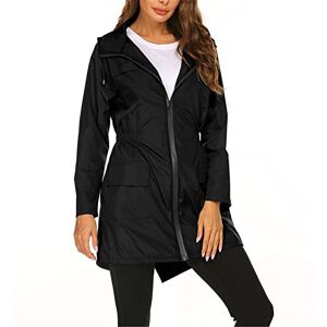 SotRong Manteau de pluie léger pour femme Coupe-vent Coupe-vent Imperméable Longue capuche Poncho pour la marche et le camping, Noir , S - Publicité