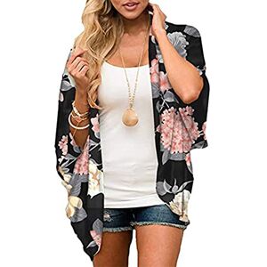 Yutdeng Femmes Rétro Bikini Cover Up Élégant Plage Kimono Veste Cardigan Bohème en Mousseline D'été Floral Lâche Demi-Manches de Mode Blouse Châle Sexy Airy Beachwear - Publicité