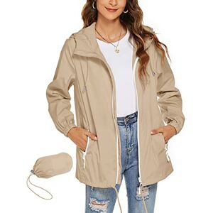 Rapbin – Manteau de pluie imperméable à capuche, léger, coupe-vent, pliable, pour femme, kaki, L - Publicité