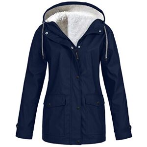 Liqiqi Veste de pluie en polaire Épaisse, chaude, coupe-vent, légère et imperméable Vêtement d’extérieur avec poches pour femmes Manteau d’hiver, bleu marine, L - Publicité