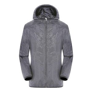 Générique Veste de Pluie Légère et Imperméable pour Femme Coupe Vent Mince Pliable Manteau Grande Taille Lâche Coat (Grey, XL) - Publicité