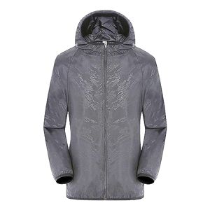 Générique Veste de Pluie Légère et Imperméable pour Femme Coupe Vent Mince Pliable Manteau Grande Taille Lâche Coat (Grey, L) - Publicité