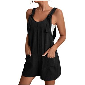 WZYYDS Combinaisons Et Combishorts Femme Salopette Short Plage Ete Fluide Grande Taille Sans Manches Col Rond Chic Et Elégant Jumpsuits Avec Poches Sangles Réglables Vacances Festival Outfit - Publicité