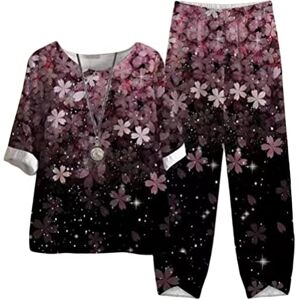 Tomwell Survêtements Femme Outfit Ensemble de Survêtement 2 Pièces Jogging Sportswear Imprimé Floral Haut et Pantalon Tenue de Sport Décontracté Streetwear A Noir3 XXL - Publicité