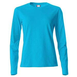 Clique T-shirt à manches longues col rond pour femme Basic-T L/S Mesdames en coton Jersey coupe slim en différentes tailles et couleurs, turquoise, XX-Large - Publicité