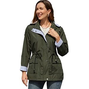 YFFUSHI Femme Veste de Pluie Mi-Longue Manteau Imperméable Coupe-Vent Slim Fit à Capuche Amovible Veste d'Extérieur - Publicité