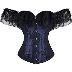 Grebrafan Corset avec Dentelle Bretelle Bustier Gothique (EUR(32-34) S, Bleu Foncé) - Publicité