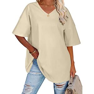 heekpek Tee Shirt Femme Grande Taille T-Shirts À Manches Courtes Cotton Été Chic T Shirt Col V Tee Shirt Oversize Lâches Hauts, Kaki, S - Publicité