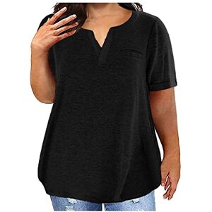 ZEZKT 2024 Tee Shirt Femme Grande Taille à Col en V Vintage T-Shirts à Manches Courtes Été T Shirt Oversize Coton Hauts Tops de Plage Casual Loose Tee Shirt Tunic Chemise Eté Lâche Respirant Chemise - Publicité