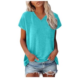 Générique Débardeurs Femme Col en V éTé DéContracté Blouse Unie éLéGant T-Shirts à Manches Courtes Femme Amples Confortables Coton Tee Shirt - Publicité