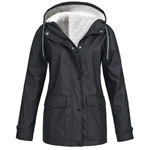 Liqiqi Manteau de pluie chaud pour femme, en polaire épaisse, chaude, coupe-vent, légère, imperméable avec poches pour femme, gris foncé, L - Publicité