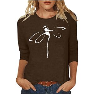 YESOK 223 Tee Shirt Femme Ete Manches 3/4 Chic et Élégant Coton Blouse Chemisier Tops T Shirt Mode Sport Imprimé Fleuri Col Rond Décontracté Grandes Tailles Casual Leger Respirant Automne Hiver Top - Publicité