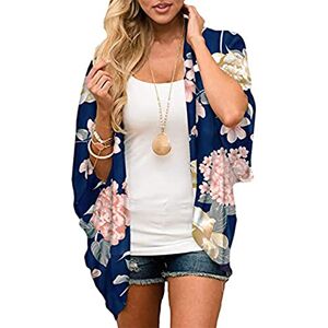 Yutdeng Femmes Rétro Bikini Cover Up Élégant Plage Kimono Veste Cardigan Bohème en Mousseline D'été Floral Lâche Demi-Manches de Mode Blouse Châle Sexy Airy Beachwear - Publicité