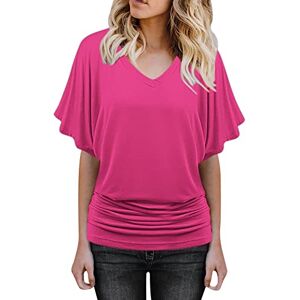 Generic Tunique Grande Taille Femme à Manches Chauve-Souris- Tee Shirt Sexy-Haut Femme élasticité Loisirs Léger Respirant Chemisers Simple Couleurs Pures pour Plage Travail Plissé Colorés Loose Tops - Publicité