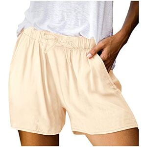 Vuncio Short Lin Coton Femme été Chic Large Fluide Pas Cher Shorts Habillé Femme Grande Taille élastique avec Poches Confortable Ample Mode 2023 Casual Sport Jogging Pantalon Court (Kaki, L) - Publicité