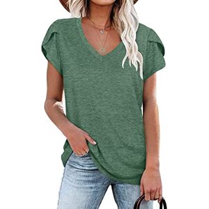 PLOKNRD T Shirt Homme d'été pour Femmes Chemises à Manches Courtes et col en V pour Femmes (Vert,XXL) - Publicité