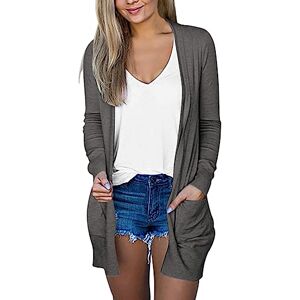 Generic Veste Femme Mi Saison Blouson Femme Ete Couluer Unie Col en V Chic et Elegant Gilet Noire Manche Longue avec Poches Manteau Longue Léger Ample Mode Cardigan Femme Décontracté - Publicité