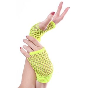 Blue Banana Panja Short Net Gants Résilles Mitaines Courte Extensible (Blanc, Noir, Rouge, Vert, Violet, Jaune, Bleu, Orange, Rose) (Jaune Fluo) - Publicité