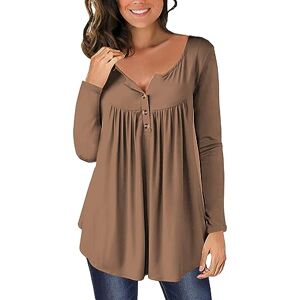 Susenstone Tunique d'été pour Femmes boutonnée Hauts T-Shirt à Manches Longues décontracté Ample Longue Chemise Blouse Hauts Boutons Chemise Blouse pour Femmes Top - Publicité