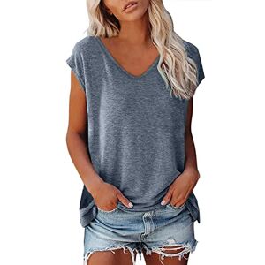 Générique Débardeurs Femme Col en V éTé DéContracté Blouse Unie éLéGant T-Shirts à Manches Courtes Femme Amples Confortables Coton Tee Shirt - Publicité