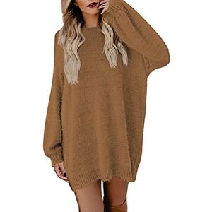 Viottiset Mini robe pull à manches longues pour femme imitation vison pull tops marron XL - Publicité