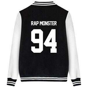 ShallGood Femme Automne Mode Nouvelles Tops Fans Blouson Cool Bomber Veste Aviateur Classique Matelassé Manteaux Baseball Jacket Coat Court Outerwear Rap MONSTER-94 Noir FR 46 - Publicité