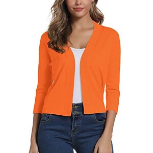 EXCHIC Femmes Elegant Manches 3/4 Ouvert Devant Boleros Cardigan Gilet (L, Orange) - Publicité