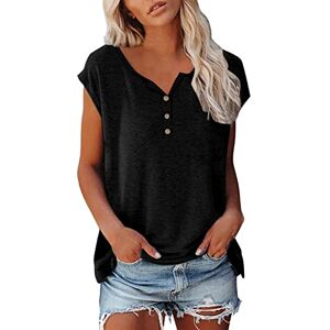 Générique Débardeurs Femme Col en V éTé DéContracté Blouse Unie éLéGant T-Shirts à Manches Courtes Femme Amples Confortables Coton Tee Shirt - Publicité