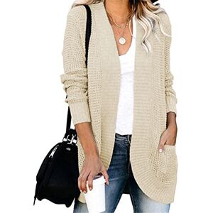 Tomwell Gilet Femme Pulls Tricot Long Cardigan Veste Manches Longues Pull Manteau Hiver Chaud Tricoté Sweaters Couleur Unie Pull Cardigan Outwear avec Poches A Abricot L - Publicité