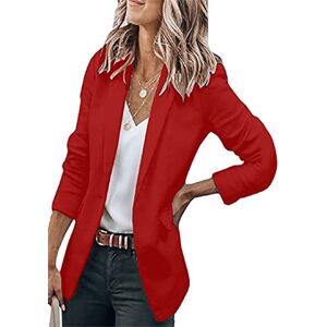 EFOFEI Femme Cardigan Slim Business Blazer Décontracté Coupe Ample Blazer De Travail Décontracté Vêtements d'Extérieur Simples Et Élégants Rouge L - Publicité