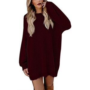 Viottiset Robe Pull Femme Grande Taille Hiver Shirt Longue Tops Femme Chic Hauts Imitation De Vison Sexy Tunique Oversize Rubis XL - Publicité