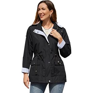 YFFUSHI Femme Veste de Pluie Mi-Longue Manteau Imperméable Coupe-Vent Slim Fit à Capuche Amovible Veste d'Extérieur - Publicité