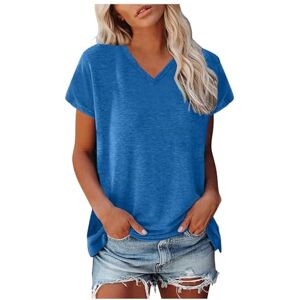 Générique Débardeurs Femme Col en V éTé DéContracté Blouse Unie éLéGant T-Shirts à Manches Courtes Femme Amples Confortables Coton Tee Shirt - Publicité