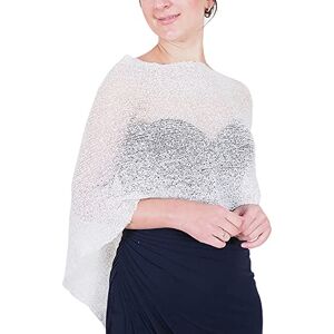 Mimosa Femme Poncho Petit en Dentelle Extensible Resille Crochet Chauve-Souris Aile (Taille Unique, White) - Publicité