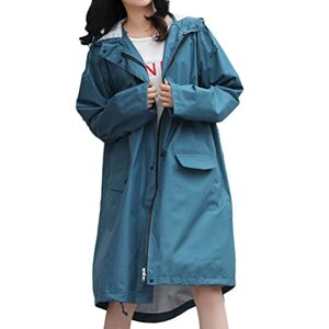 Minetom Veste de Pluie Longue Femme Léger Coupe-Vent Manteau Imperméable à Capuche Unisexe Zippée Blouson pour Randonnée Camping A Bleu L - Publicité