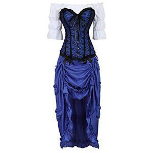 Grebrafan Casual Corset Pirate Costume 3 pièces Bustiers et Jupe und Chemisier Blanc (EUR(42-44) 3XL, Bleu) - Publicité