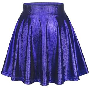 DRESSTELLS Paillettes Jupe Mini Skater Femme Polyvalente A-Line Basic Stretch Extended Casual Jupe Plissée Bleu Royal M - Publicité