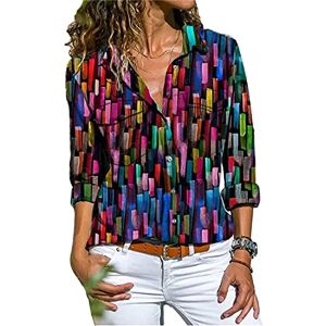 Blouses Pour La Mode FéMinine, Chemises BoutonnéEs DéContractéEs à Manches Longues Tops Chemisiers Henley à Col En V Avec Imprimé Floral (S,Couleur 5) - Publicité