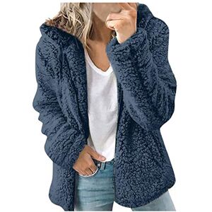 ZYUEER Sweat Femme Fille Uni DéContracté Manche Longue avec Capuche Extensible Zip Contraste Devant DoubléE Polaire Outerwear Couleur Unie (Bleu, L) - Publicité