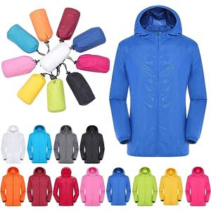 Générique Veste de Pluie Légère et Imperméable pour Femme Coupe Vent Mince Pliable Manteau Grande Taille Lâche Coat (Blue, L) - Publicité