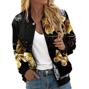 Susenstone Veste Femme Motard Blouson Léger Bomber Blouson Outwear Zippé Couleur unie Imprimé Floral Court Jacket Court Zippé Jacket Slim Fit Avec Poches Automne Hiver Outwear Manteau De Moto Jacket - Publicité