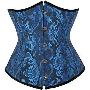 Grebrafan Corset et Broderies Serre Taille Gothique Femme (EUR(42-44) 3XL, Bleu Noir) - Publicité