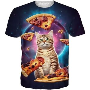 Loveternal Pizza Tee Shirt Drole Été Motif T-Shirt 3D Imprimé Casual Chat Graphique Manches Courtes Chemise pour Femmes Hommes L - Publicité