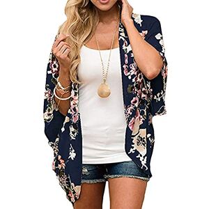 Yutdeng Femmes Rétro Bikini Cover Up Élégant Plage Kimono Veste Cardigan Bohème en Mousseline D'été Floral Lâche Demi-Manches de Mode Blouse Châle Sexy Airy Beachwear - Publicité