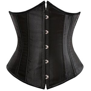 Grebrafan Classique Corset Serre Taille Satin Bustier de Mariage (EUR(38-40) XL,Noir) - Publicité