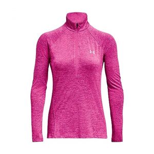 Under Armour Pull Tech Twist à Manches Longues avec Demi-Fermeture éclair Sweatshirt Femme, Rose Rebel/Elixir Rose/Argent métallisé, L - Publicité